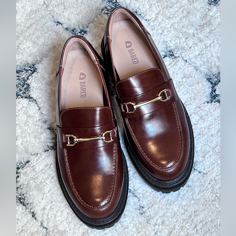 NWT BARED Footwear Wedgebill Golden Tan Leather & Hardware Size 38